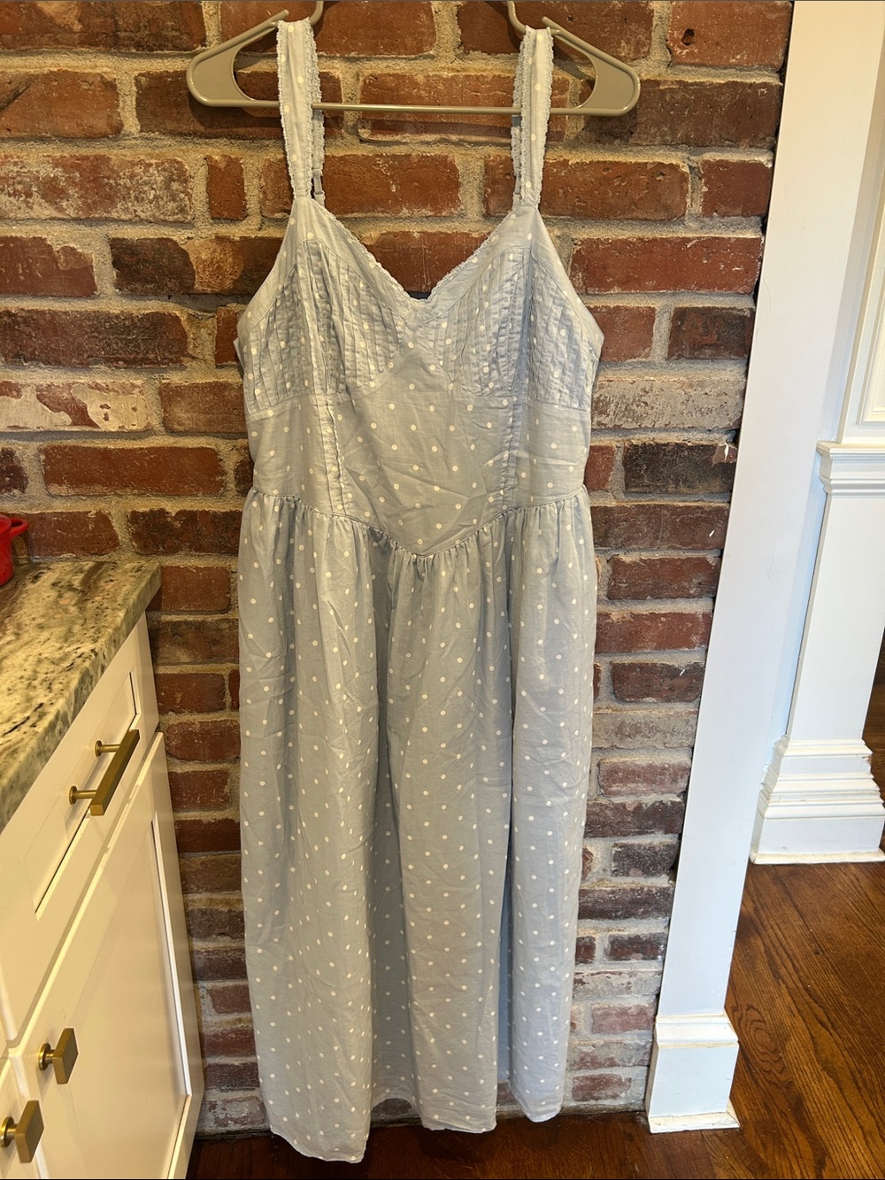 American Eagle Outfitters Light Blue Polka Dot Maxi Dress